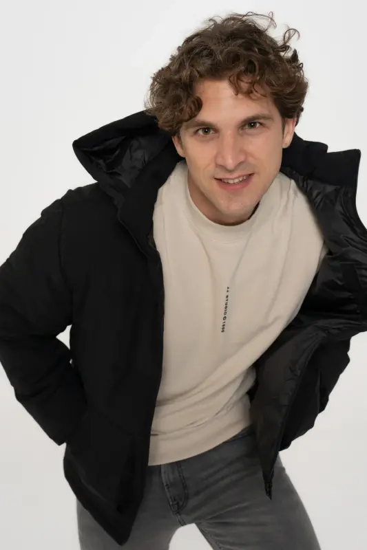 Men's Hooded Zip-Up Puffer Jacket - 4