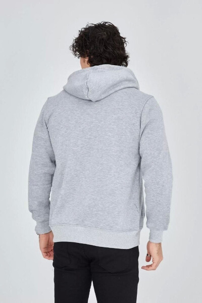 Men's hooded, zippered, printed sweatshirt - Grey. - 2