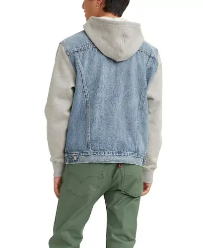 Men's Hybrid Hoodie Non-Stretch Denim Trucker Jacket - 2