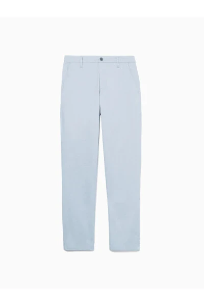Men's Ice Blue Cotton Blend Slim Fit Chino Pants - SISLEY (1)