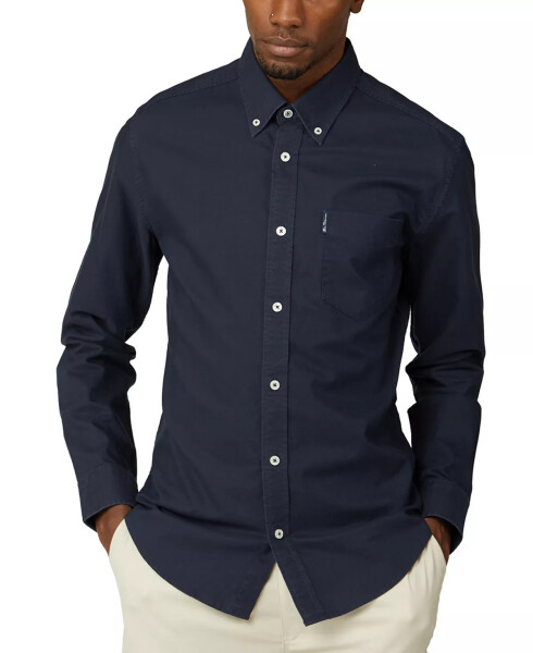 Men's Iconic Oxford Single-Pocket Button-Down Long-Sleeve Shirt Dark Navy - 1