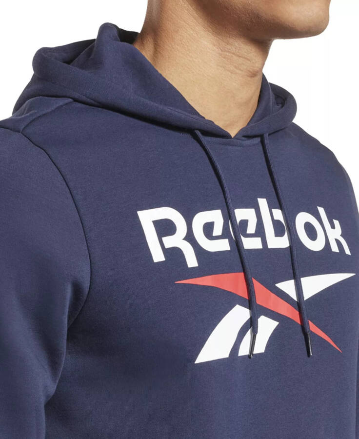 Men's Identity Classic-Fit Stacked Logo-Print Fleece Hoodie - Navy / White / Red - 2