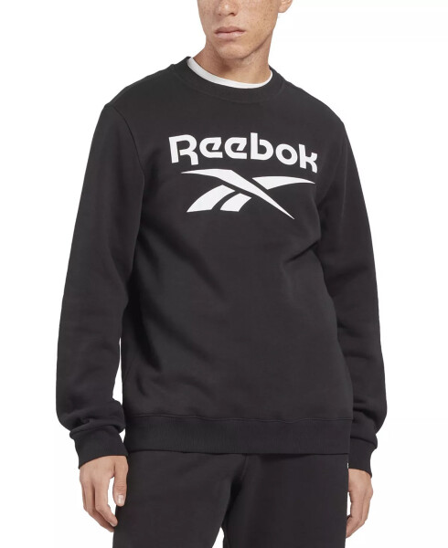 Men's Identity Fleece Stacked Logo Crew Sweatshirt Black/White - 6