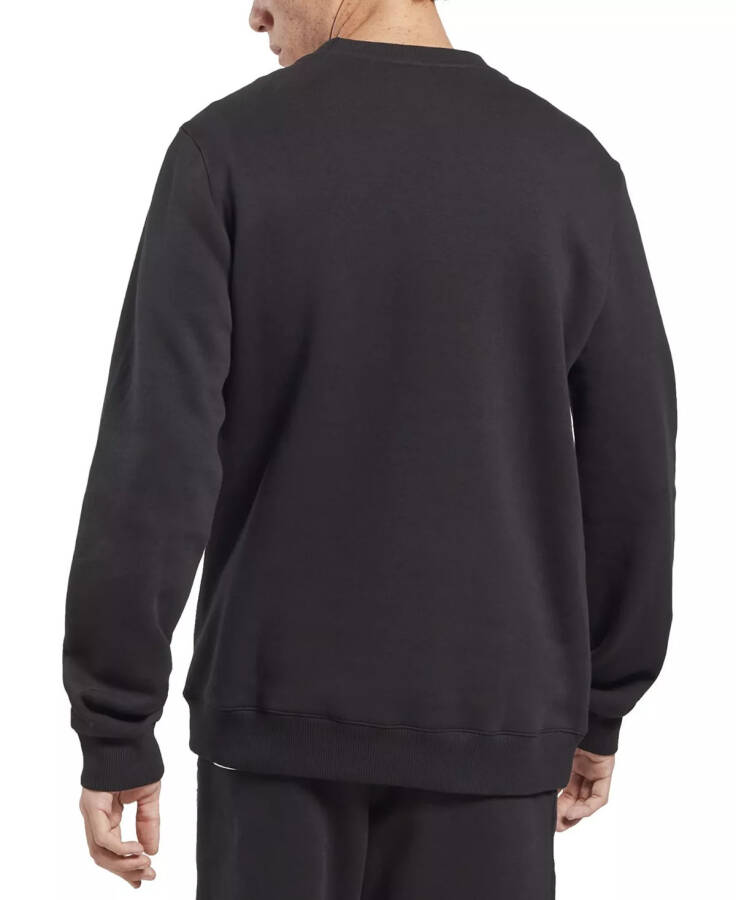 Men's Identity Fleece Stacked Logo Crew Sweatshirt Black/White - 7