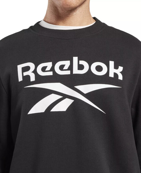 Men's Identity Fleece Stacked Logo Crew Sweatshirt Black/White - 8