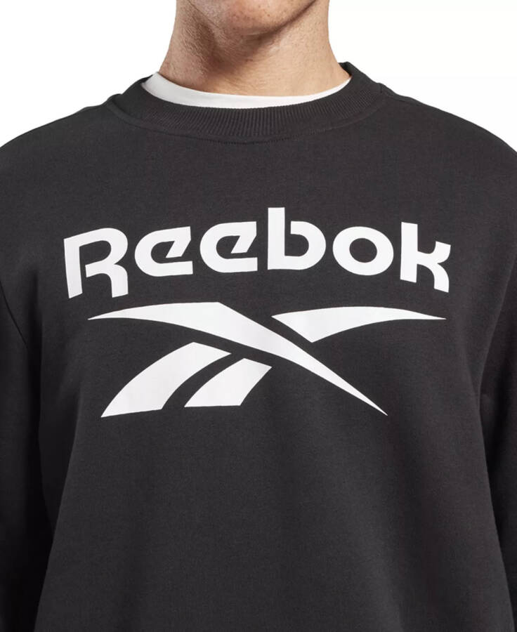 Men's Identity Fleece Stacked Logo Crew Sweatshirt Black/White - 8