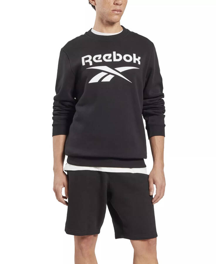 Men's Identity Fleece Stacked Logo Crew Sweatshirt Black/White - 10