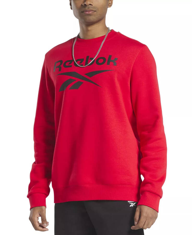 Men's Identity Fleece Stacked Logo Crew Sweatshirt Red / Black - 4