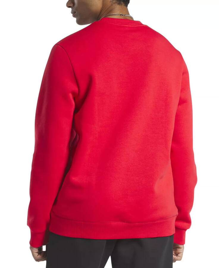 Men's Identity Fleece Stacked Logo Crew Sweatshirt Red / Black - 5