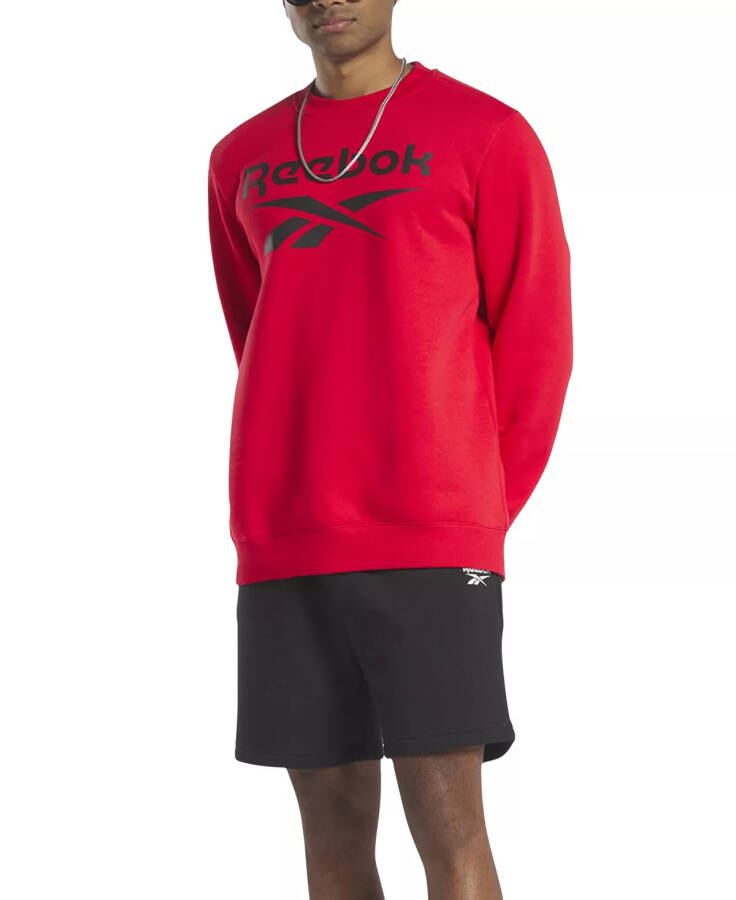 Men's Identity Fleece Stacked Logo Crew Sweatshirt Red / Black - 6