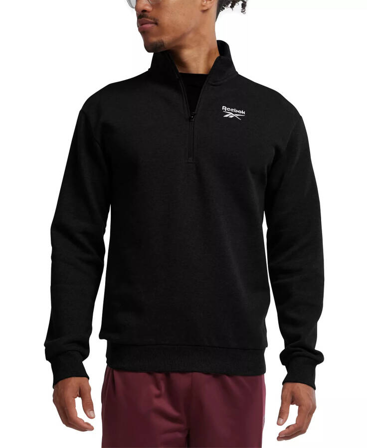 Men's Identity Regular-Fit Quarter-Zip Fleece Sweatshirt Black - 1