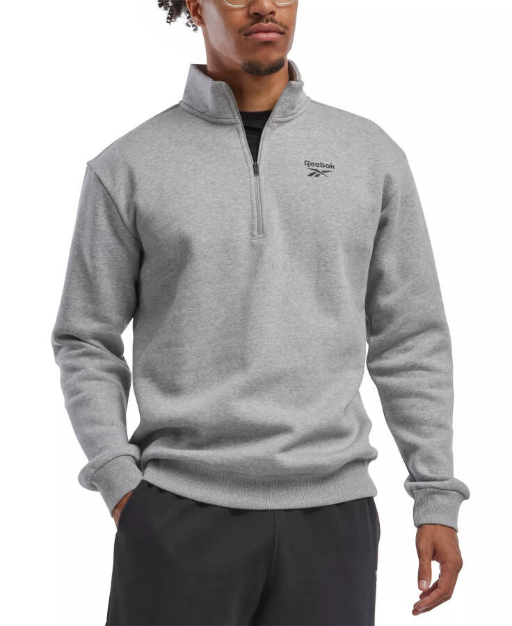 Men's Identity Regular-Fit Quarter-Zip Fleece Sweatshirt Medium Grey Heather - 1