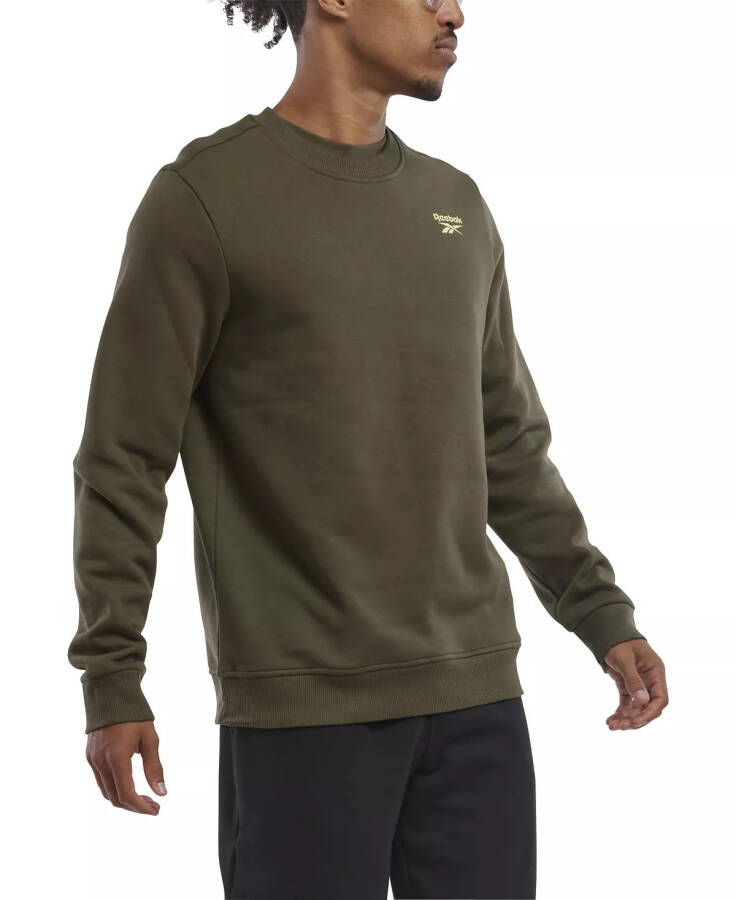 Men's Identity Vector Regular-Fit Logo-Print Fleece Sweatshirt Army Green - 1