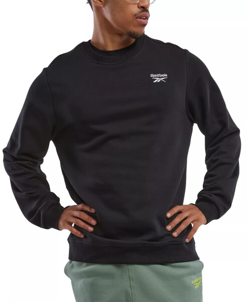 Men's Identity Vector Regular-Fit Logo-Print Fleece Sweatshirt Black - 5