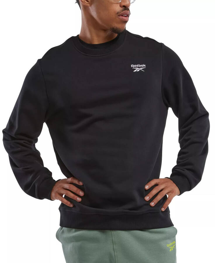 Men's Identity Vector Regular-Fit Logo-Print Fleece Sweatshirt Black - 1