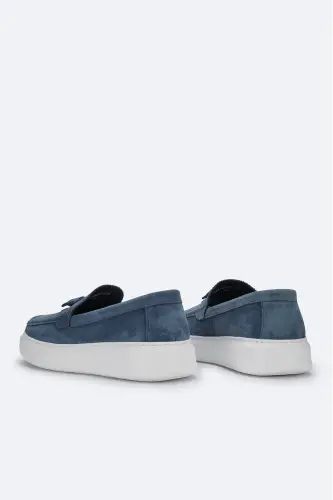 Men's Indigo 100% Suede Leather Loafer Shoes A41y8029 - 4
