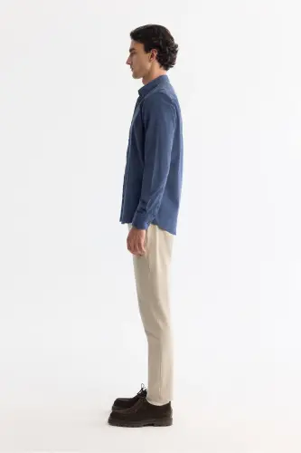 Men's Indigo Corduroy 100% Cotton Shirt B002032-Indigo - 3