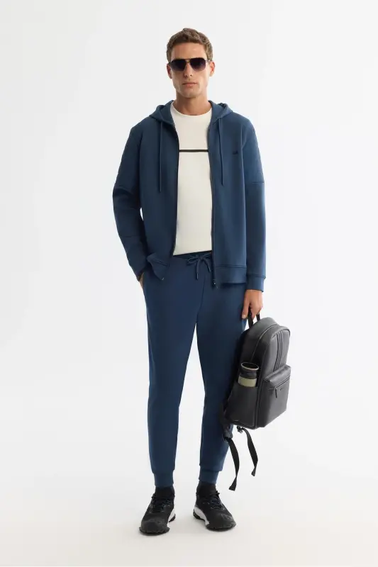 Men's Indigo Hooded Cotton Zip-Up Elastane S - 5
