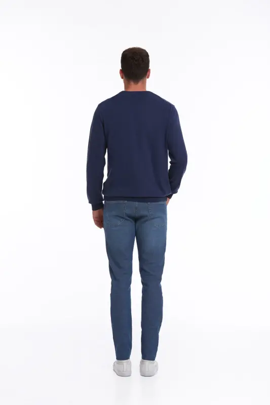 Men's Indigo Regular Fit 100% Cotton Crew Neck - 5