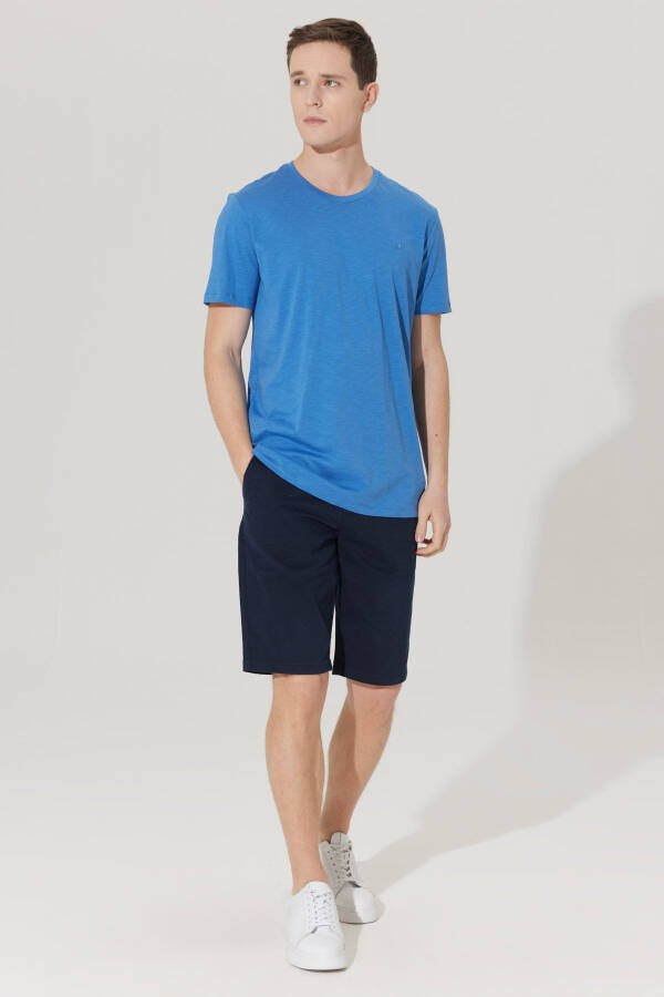 Men's Indigo Slim Fit Narrow Cut Bicycle Collar 100% Cotton Logo T-shirt - 2