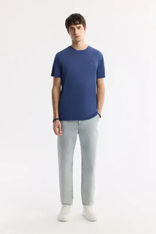 Men's Indigo T-Shirt Soft Touch Crew Neck Regular Fit B001031 - 5