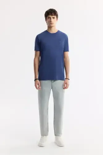 Men's Indigo T-Shirt Soft Touch Crew Neck Regular Fit B001031 - 6