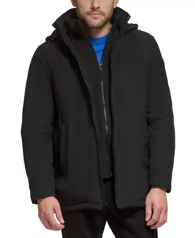 Men’s Infinite Stretch Jacket With Polar Fleece Lined Bib-Black - 3