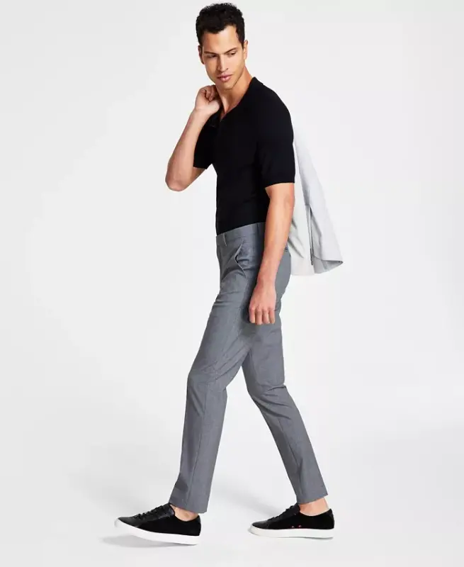 Men's Infinite Stretch Skinny-Fit Dress Pants-Medium Grey - CALVIN KLEIN