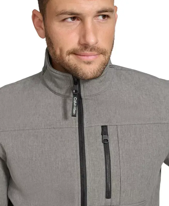 Men's Infinite Stretch Soft Shell Jacket-Light Grey Heather - 4