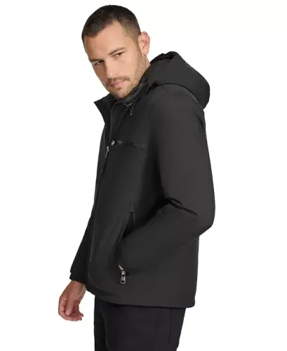 Men's Infinite Stretch Suvga chidamli kaputli kurtka-Qora - 3