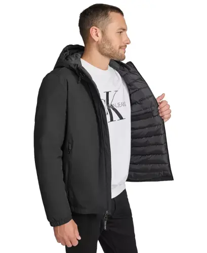 Men's Infinite Stretch Suvga chidamli kaputli kurtka-Qora - 4