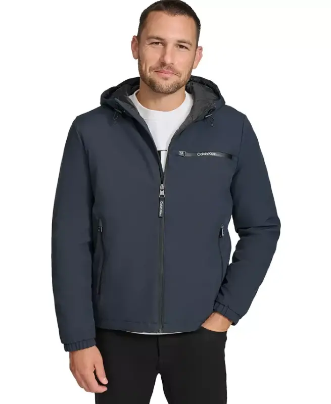 Men's Infinite Stretch Water-Resistant Hooded Jacket - CALVIN KLEIN
