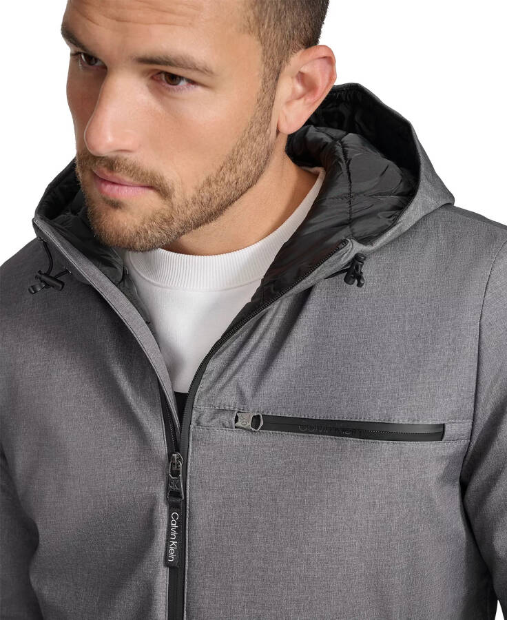 Men's Infinite Stretch Water-Resistant Hooded Jacket Light Grey Heather - 4