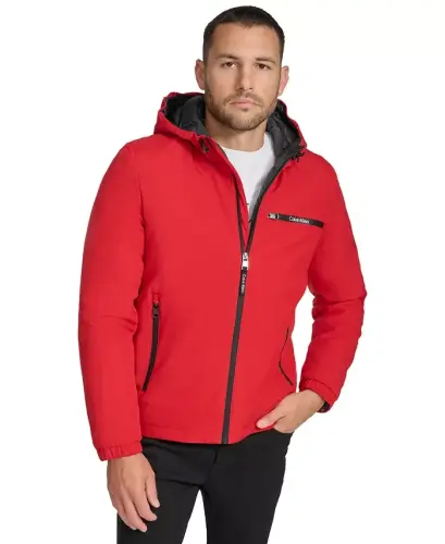 Men's Infinite Stretch Water-Resistant Hooded Jacket-True Red 