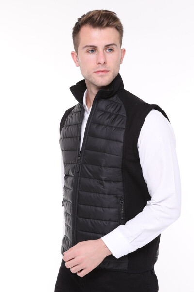 Men's Inflatable Vest Water and Windproof Ray Pattern Black - 3