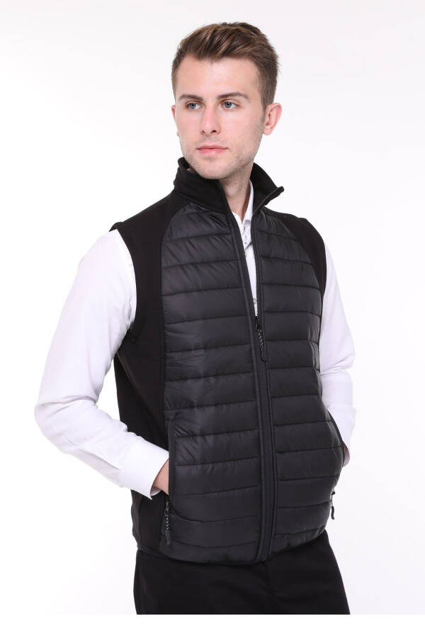 Men's Inflatable Vest Water and Windproof Ray Pattern Black - 4