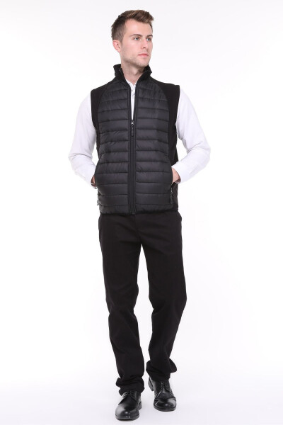 Men's Inflatable Vest Water and Windproof Ray Pattern Black - 5