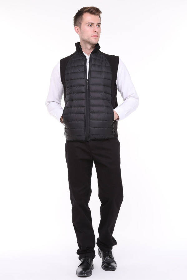Men's Inflatable Vest Water and Windproof Ray Pattern Black - 5