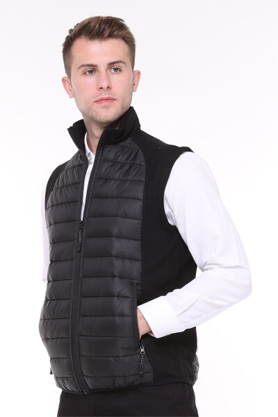 Men's Inflatable Vest Water and Windproof Ray Pattern Black - 6