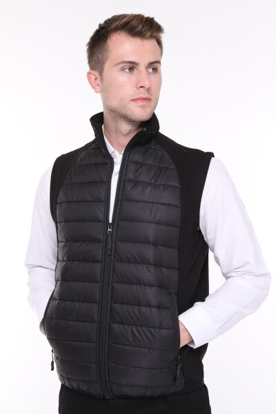 Men's Inflatable Vest Water and Windproof Ray Pattern Black - 7