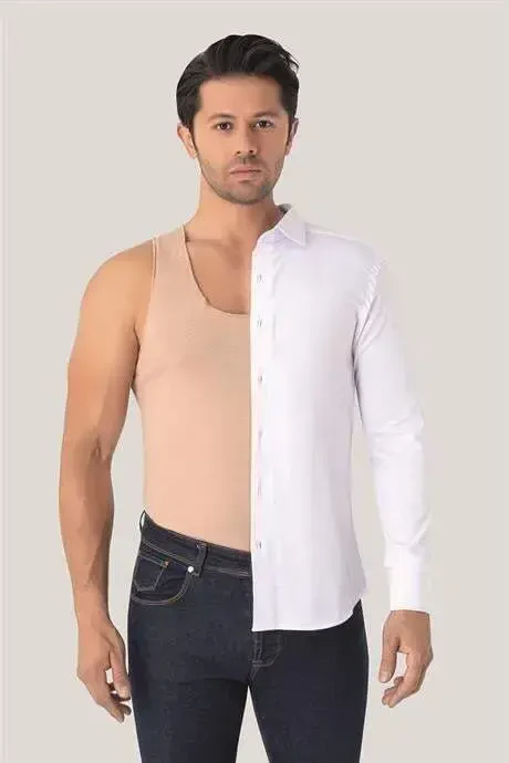 Men's Invisible Nude Tank Top 100% Cotton - 2