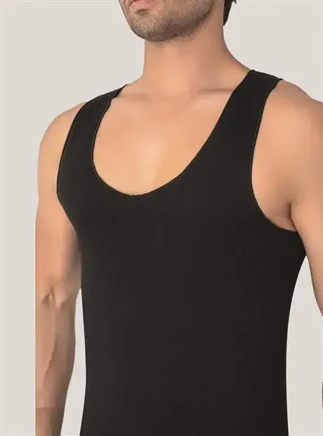 Men's Invisible Undershirt Black 100% Cotton - 3