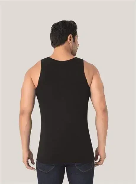Men's Invisible Undershirt Black 100% Cotton - 4