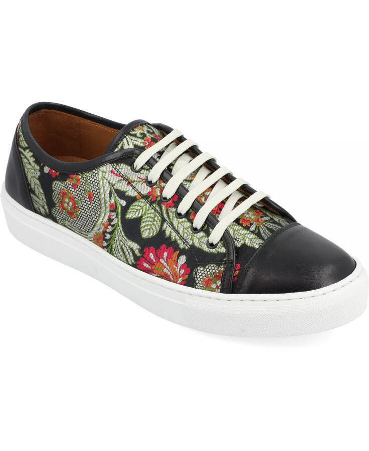 Men's Jack Handcrafted Leather and Floral Jacquard Low Top Casual Lace-up Sneakers Victoria - 1