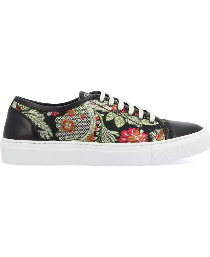 Men's Jack Handcrafted Leather and Floral Jacquard Low Top Casual Lace-up Sneakers Victoria - 2