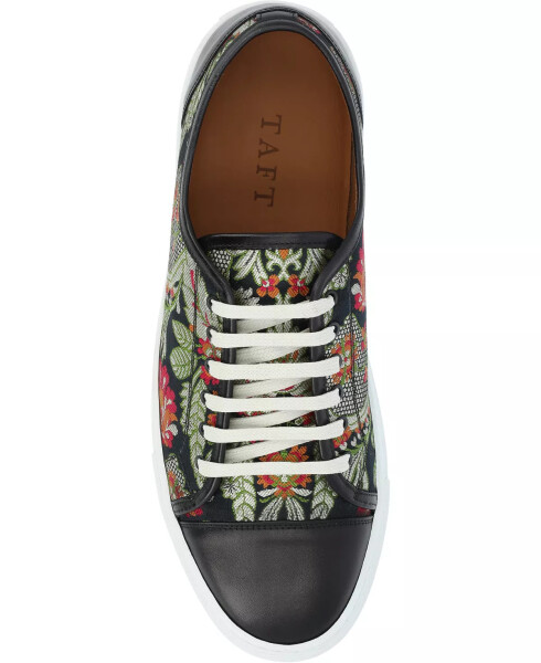 Men's Jack Handcrafted Leather and Floral Jacquard Low Top Casual Lace-up Sneakers Victoria - 4