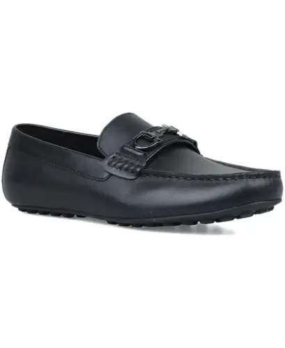 Men's Jasonn Leather Slip-On Bit Driving Loafers, Exclusively at Modazone-Black Leather - 1