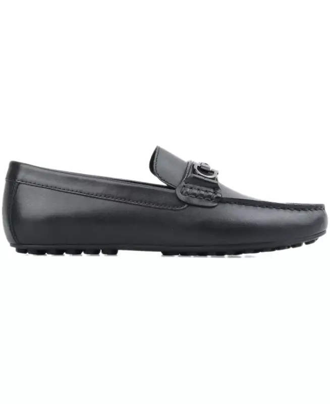 Men's Jasonn Leather Slip-On Bit Driving Loafers, Exclusively at Modazone-Black Leather - 2