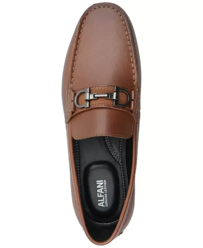 Men's Jasonn Leather Slip-On Bit Driving Loafers, Exclusively at Modazone - Cognac - 4