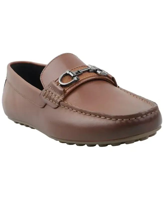 Men's Jasonn Leather Slip-On Bit Driving Loafers, Exclusively at Modazone - Cognac - ALFANI